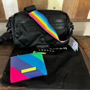 Kurt Geiger London quilted rainbow strap crossbody bag with leather wallet